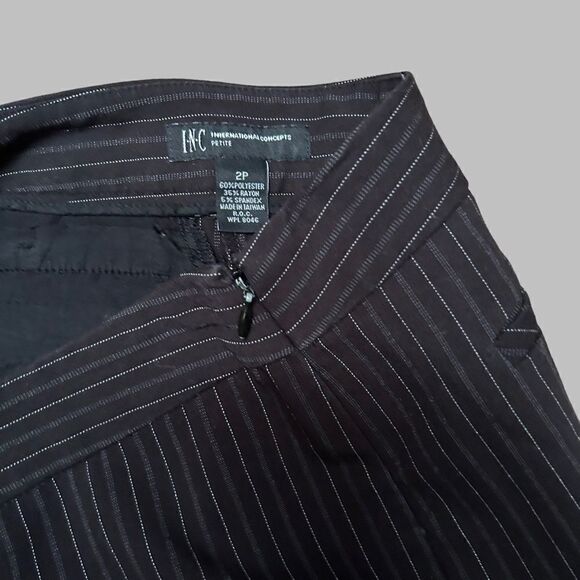 Vintage Pinstripe Low Rise Black Trousers by INC International Concepts - Picture 4 of 7